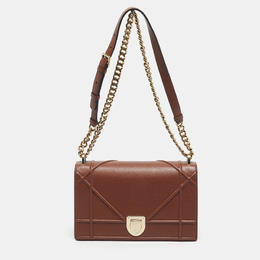 Christian Dior Brown Leather Medium Diorama Flap Shoulder Bag 1192509