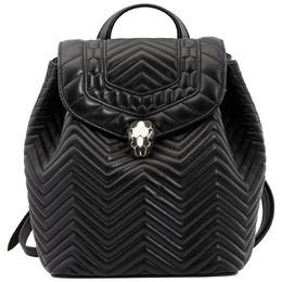 286536 Bvlgari Serpenti Forever Black Quilted Nappa Leather Backpack