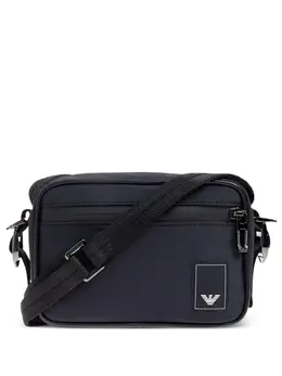 Emporio Armani Backpack Navy Blue - Front Zip, Logo Patch, Detachable Shoulder Strap