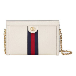 Сумка ophidia gold logo stripe webbing leather chain shoulder messenger bag small white classic Gucci, белый 503877-dj2dg-8454 | white