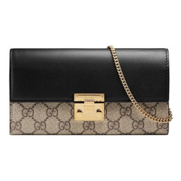 Сумка padlock metallic logo canvas chain handbag / black Gucci, коричневый 453506-klqig-8575 | brown