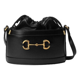 Сумка horsebit 1955 drawstring bucket bag 'black' Gucci, черный 602118-1dblg-1000 | black