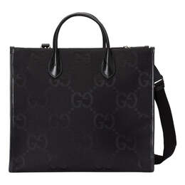 Сумка jumbo gg canvas tote bag 'black' Gucci, черный 678839-fabrp-1000 | black