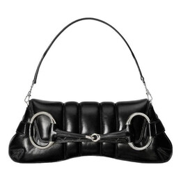 Сумка horsebit chain medium shoulder bag 'black' Gucci, черный 764255-aacu1-1000 | black