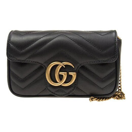 Сумка gg marmont matelasse leather super mini bag 'black' Gucci, черный 476433-dsvrt-1000 | black/gold