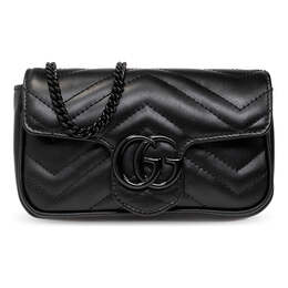 Сумка gg marmont matelasse super mini bag 'black' Gucci, черный 476433-aabzk-1000 | black