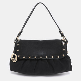 Fendi Black Canvas and Patent Leather Small Studded Chef Shoulder Bag 1195695