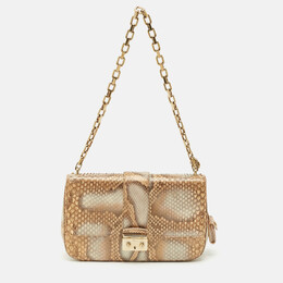 Christian Dior Beige Python Medium Miss Christian Dior Flap Bag 1195180