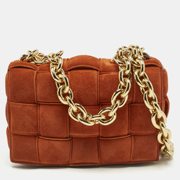 Bottega Veneta Orange Suede Padded Cassette Flap Shoulder Bag 1194781