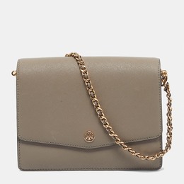 Tory Burch Grey Leather Robinson Flap Shoulder Bag 1194249
