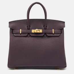 Hermes Raisin Togo Leather Gold Finish Birkin 25 Bag 1194850