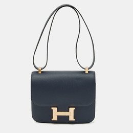 Hermes Bleu Indigo Epsom Leather Rose Gold Finish Constance III 24 Bag 1194808
