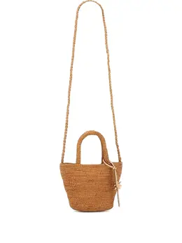 Manebi raffia leather-detail tote bag 30137310