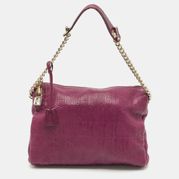 Carolina Herrera Purple Monogram Embossed Leather Lock Shoulder Bag 1194739