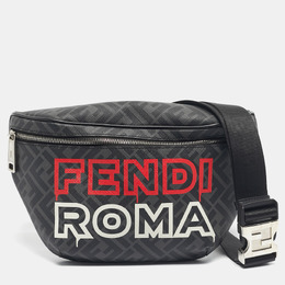 Fendi Black/Grey FF Coated Canvas Logo Print Belt Bag 1193338
