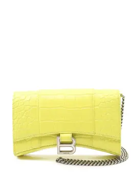Balenciaga 2021-2025 Shiny Calfskin Crocodile Embossed Hourglass Wallet On Chain crossbody bag 31679951