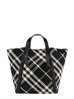 Burberry-Cotton Blend Shoulder Bag With Burberry Check Motif-Uomo 52364313887060