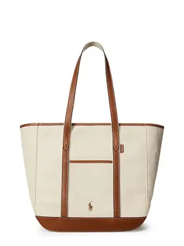 Polo Ralph Lauren-Canvas Shoulder Bag With Leather Profiles-Donna 52364746817876