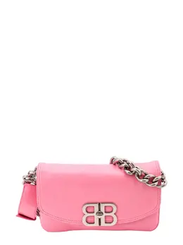 Balenciaga-Leather Shoulder Bag With Metal Monogram-Donna 52364925174100