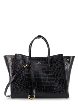 Balenciaga-All Hampton Small Leather Shoulder Bag With Croco Effect-Donna 52365864468820