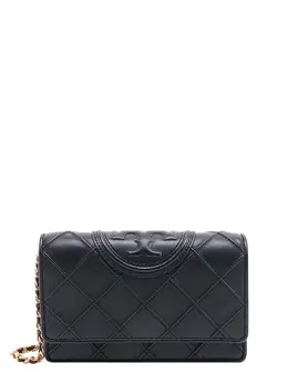 Tory Burch-Stitched Leather Shoulder Bag With Embossed Logo-Donna 52365931086164