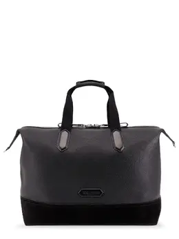 Tom Ford-Leather Duffle Bag With Suede Inserts And Logo Patch-Uomo 52366524088660