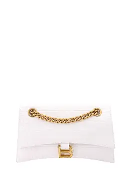 Balenciaga-Croco Leather Shoulder Bag With Metal Monogram-Donna 52366524121428