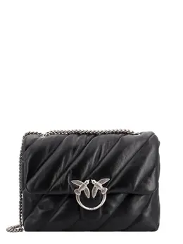 Pinko-Matelassé Leather Shoulder Bag With Iconic Love Birds Buckle-Donna 52366917108052