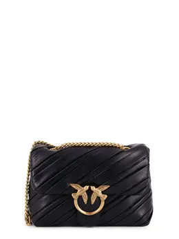 Pinko Plissé Leather Shoulder Bag with Love Birds Buckle, SKU 100039A1V9Z99Q