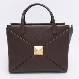 Valentino Brown Leather Medium One Stud Tote 1197551