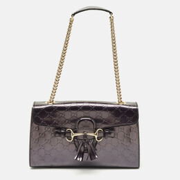 Gucci Purple Guccissima Patent Leather Medium Emily Chain Shoulder Bag 1196984