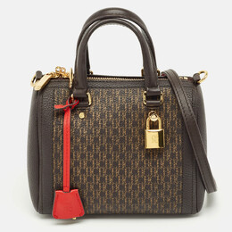 CH Carolina Herrera Dark Brown Monogram Coated Canvas Andy 5 Locked Crossbody Bag 1197072