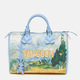 Louis Vuitton x Jeff Koons Blue Leather Masters Van Gogh Speedy 30 Bag 1197181