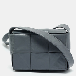 Bottega Veneta Grey Intrecciato Leather Mini Candy Cassette Crossbody Bag 1194030