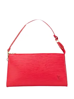 Louis Vuitton 2002 Epi Pochette Accessoires Shoulder Bag with Flat Leather Strap - Red Serial Number AR1012