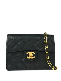 Chanel 1990 Mini Classic Square Shoulder Bag Black Gold-tone Hardware Chain Strap Flap Closure Serial Number: 1197873 SKU: 31370420 Original Authenticity Seal Card
