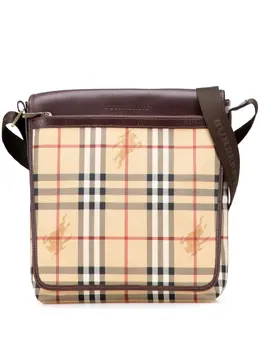 Burberry 2000-2017 Haymarket Crossbody Bag, Adjustable Strap with Leather Trim