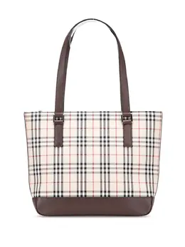 Burberry Tote Bag Brown Canvas Leather Trim 31706059