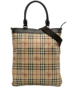 Burberry Haymarket Check Coated Canvas Tote Satchel 31707579