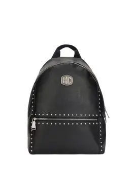 Roberto Cavalli Backpack 31084114 Black Leather Top Handle Zip Fastening Studded Detailing Logo Plaque