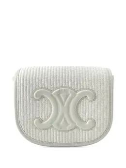 Celine 2000-2025 Medium Raffia Cuir Triomphe Folco crossbody bag 31705305