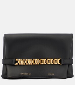 Кожаный клатч с цепочкой Victoria Beckham, черный p00723787 | black