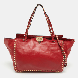 Valentino Red Leather Medium Rockstud Trapeze Tote 1198299