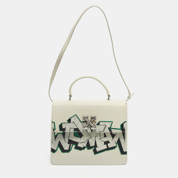 Off-White White Leather Graffiti 4.3 Jitney Top Handle Bag 1198282