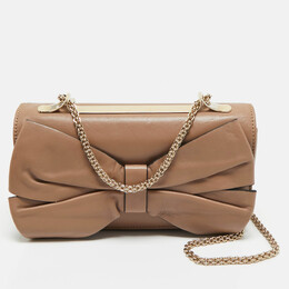 Valentino Beige Leather Bow Chain Shoulder Bag 1198257