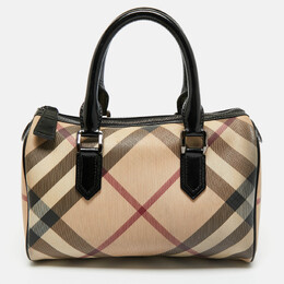 Burberry Black/Beige Nova Check PVC and Leather Chester Boston Bag 1197967