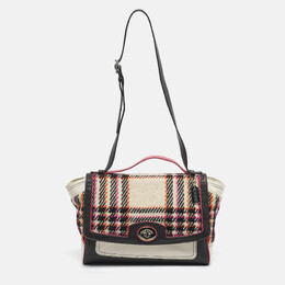Coach Multicolor Plaid Tweed and Leather Turnlock Top Handle Bag 1197845
