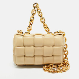 Bottega Veneta Beige Padded Leather Chain Cassette Shoulder Bag 1197173
