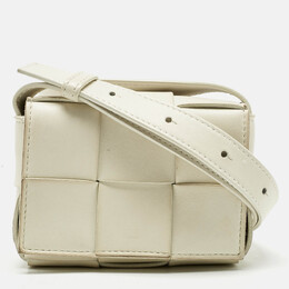 Bottega Veneta White Intrecciato Leather Mini Cassette Crossbody Bag 1197286