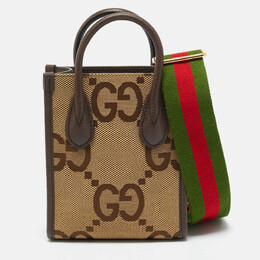 Gucci Beige/Ebony Jumbo GG Canvas and Leather Mini Vertical Tote 1197337